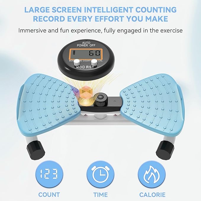 Twister, Adjustable Twisting Board for Women and Men, Home Gym Equipment Noiseless Twister, 330 lbs Load Capacity | Digital Display Tracks Time, Reps and Calories (Blue,Pink,Purple)