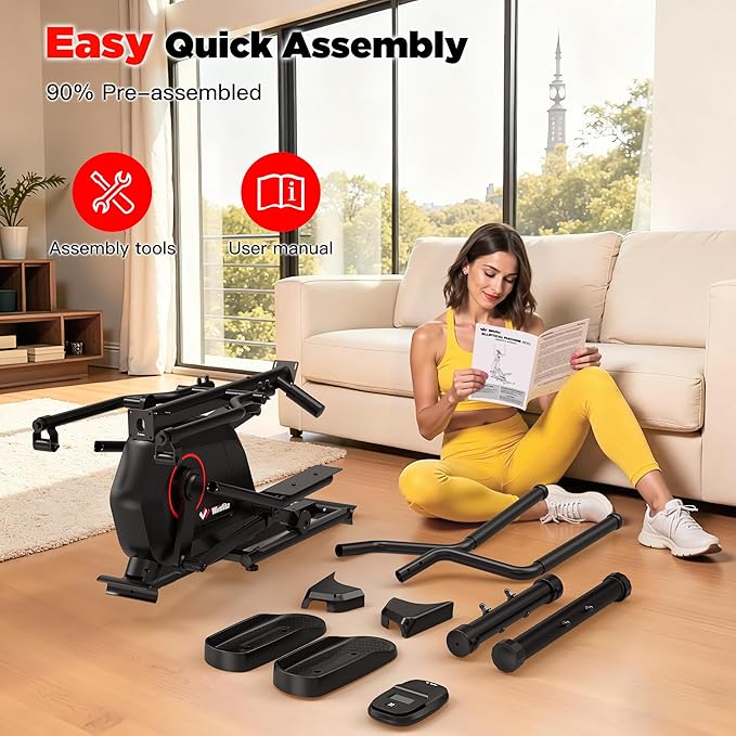 Elliptical Exercise Machine for Home Use, Elliptical Machine with Hyper-Quiet Magnetic Drive System, 14-Level Resistance Adjustment, 15.5IN Stride, 300LBS Weight Capacity, Tablet Holder
