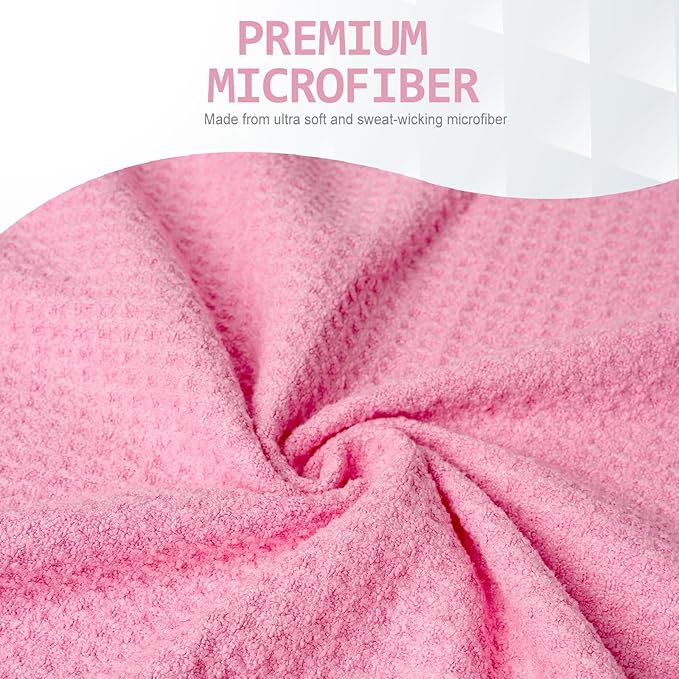 Eunzel 2 Pack Hot Yoga Towel, Non-Slip Yoga Mat Towel with Grip Dots Stickyfiber Sweat Absorbent Towel for Hot Yoga, Pilates and Workout 72" x 24", Pink