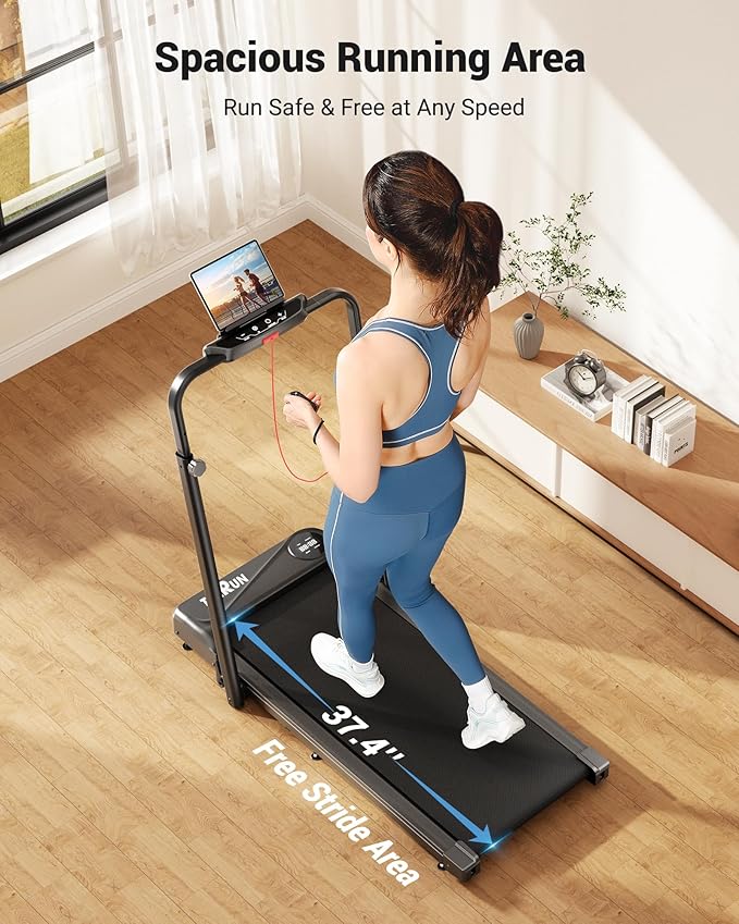 THERUN Walking Pad, 2 in 1 Foldable Treadmills for Home, 2.5HP Under Desk with Handle Bar, 16" Widened Running Belt, with Remote Control