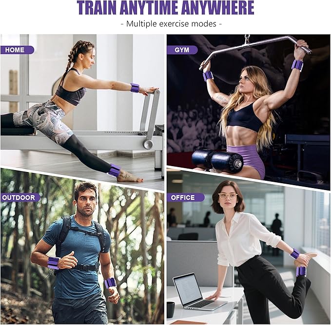 Wrist & Ankle Weights for Women and Men, 2lbs/4lbs Pairs Adjustable Silicone Weighted Bangles for Arm & Leg Workouts, Perfect for Pilates, Barre, Yoga, Walking & Home Fitness 24055