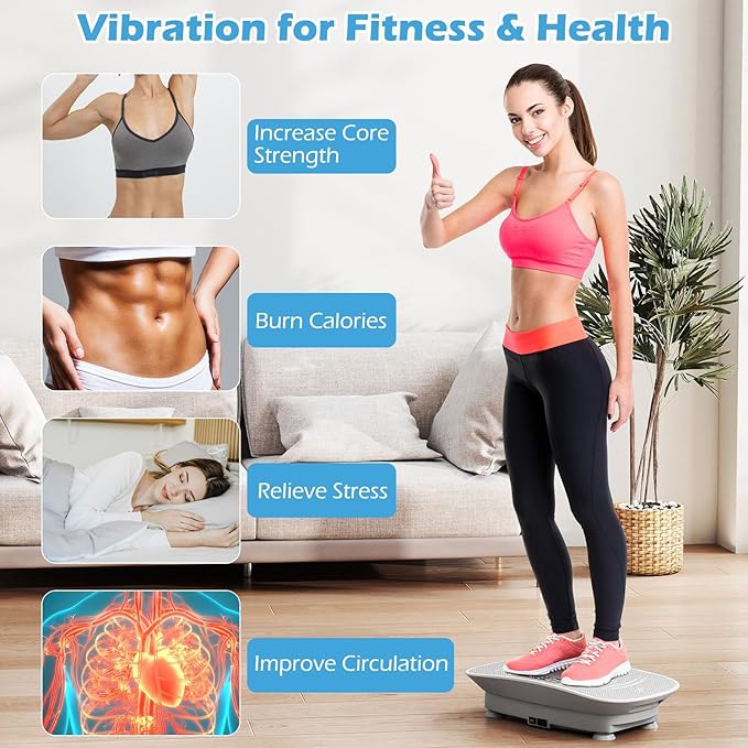Goplus Vibration Plate Exercise Machine, Vibrating Platform for Lymphatic Drainage w/Remote, LED Display, Home Workout Full Body Shake Board for Weight Loss