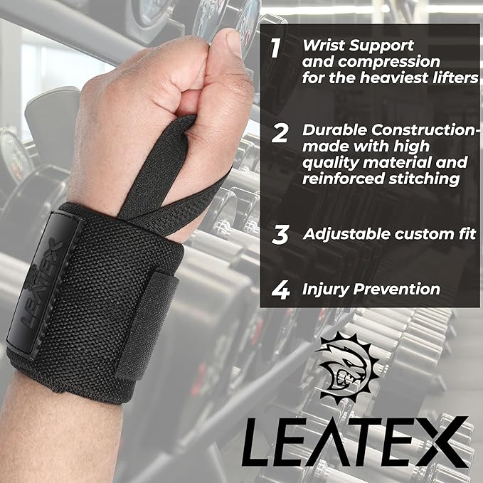 Weight Lifting Wrist Wraps 18" Wrist Support with Heavy Duty Thumb Loop - Best Gym Wrist Wraps for Powerlifting Competition, Strength Training, Bodybuilding - for Men & Women
