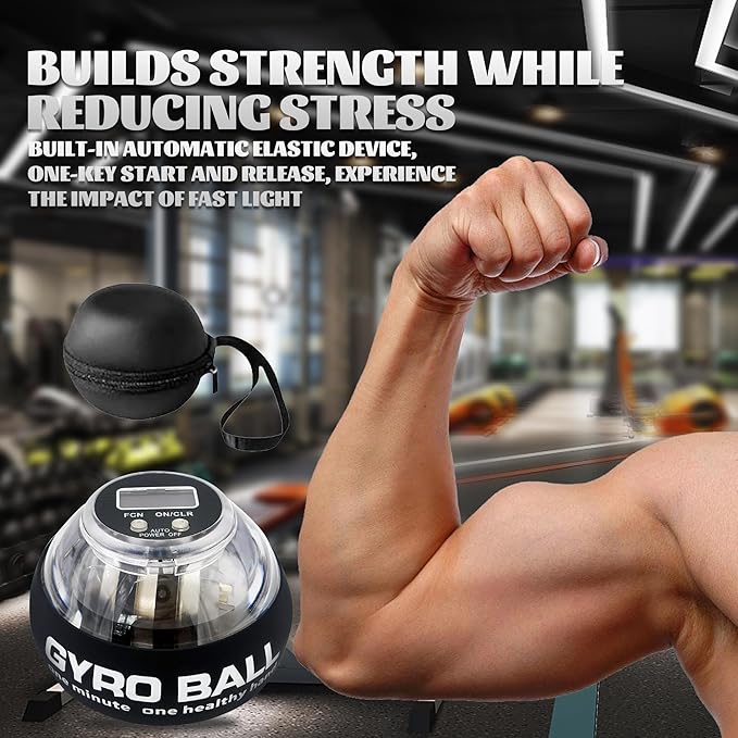 Torque Ball Hand Exerciser,Auto-Start Gyroscopic Forearm Exerciser Wrist Trainer Ball with Counter and LED Lights,Auto-Start Colorful Lighting,Compact and Portable,Designed for Fitness Enthusiasts and Office Workers