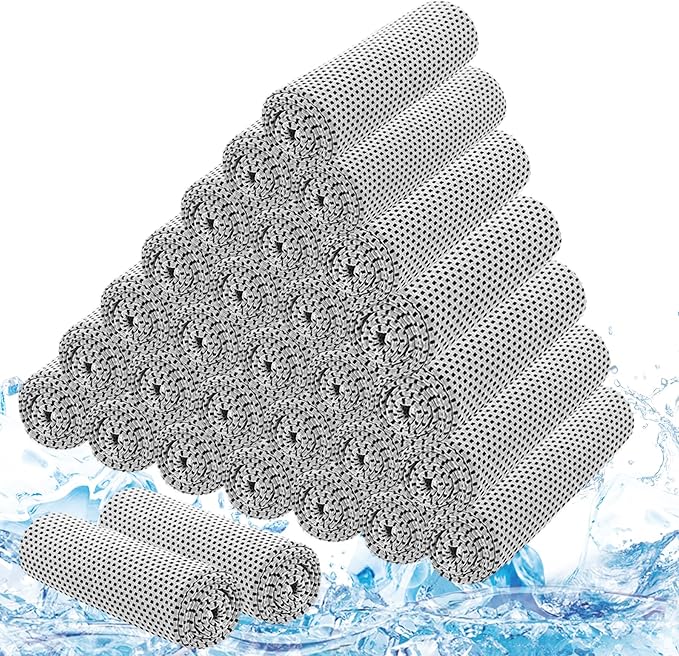 30Pack Cooling Towels for Neck and Face (40"x12"), Ice Microfiber Cooling Towels Bulk for Workout Cooling Neck Wraps Sweat Towels for Gym Yoga Golf Running Sport