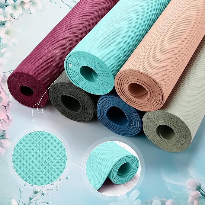 Timgle 12 Pack Yoga Mat Bulk, 4mm Thick Extra Long Sports Mat Anti Slip Tear Resistant Yoga Exercise Set for Fitness Stretching Home Workout Gym and Studio