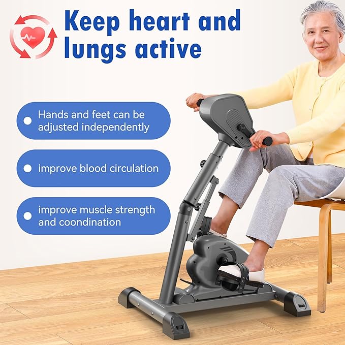 Motorized Pedal Exerciser Leg Arm Workout Knee Physical Therapy Assisted Rehabilitation Electric Exercise Bike Home Recover Fitness Equipment Suitable for Elderly
