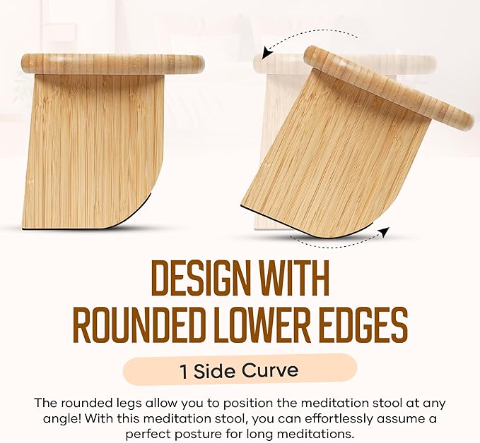 NIXSCALINO Folding Meditation Bench | Bamboo Kneeling Stool with Rocking mechanism - Portable Cross Legged Folding Seiza Chair