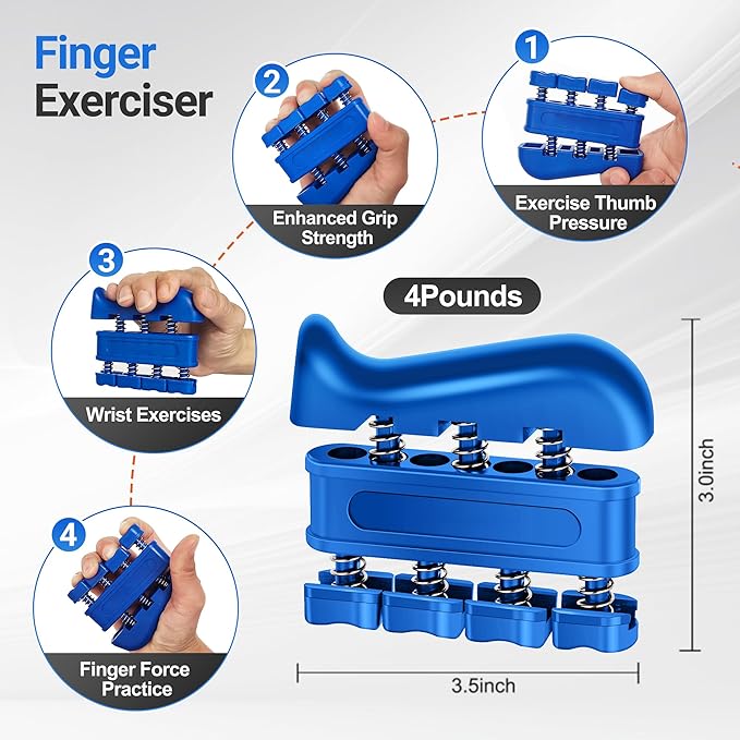 Grip Strength Trainer Kit (5 Pack) Adjustable Resistance Hand Gripper,Finger Exerciser,Hand Extension Exerciser,Stress Relief Ball and Forearm Workout Ring for Muscle Building Injury Recover