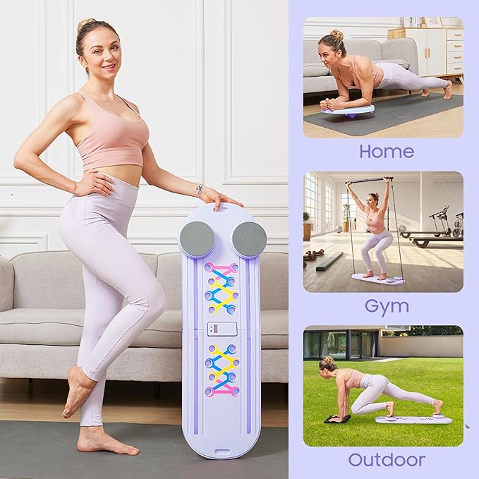 Pilates Reformer A Foldable Portable Full Body Exercise Pilates Board Unisex Multi Functional Core Strength Pilates Training Board Multifunctional Fitness Gear for Home Gyms & Studios