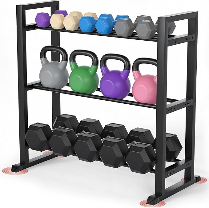 Dumbbell Rack, 2-Tier | 3-Tier Weight Rack for Home Gym, 300LB | 450LB Adjustable Dumbbell Rack Stand Only Weight Storage Rack Gym Organizer
