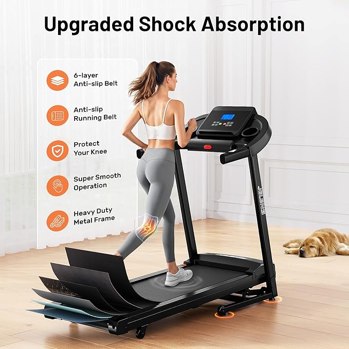 Treadmill for Home with 0-15% Auto Incline, Foldable Walking Pad Treadmill with 330LBS Weight Capacity and Pulse Sensors, 3.0HP Quiet Walking Pad with App and LCD Display