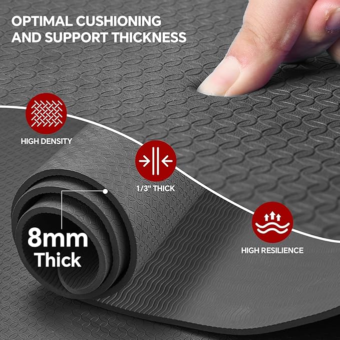 Extra Large Yoga Mat 6'x4'(1/3" & 1/4" Thick), Non-Slip, Ultra Durable, Wide Workout Mat, Wide Exercise Mats for Home Workouts, Yoga, Pilates, Stretching (Barefoot Exercise)