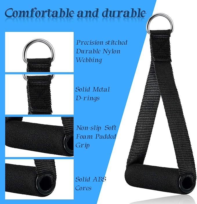 Sumind 8 Pcs Gym Exercise Handles Replacement Cable Machine Attachments for Home Gym Equipment Pulley System Resistance Bands, Strength Trainer, Heavy Duty Workout Handles