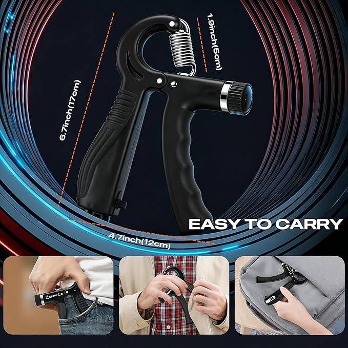 Grip Strength Trainer - Adjustable Resistance 11-132lbs/5-60kg Hand Gripper & Forearm Strengthener Device with Smart Counter for Sports & Rehab