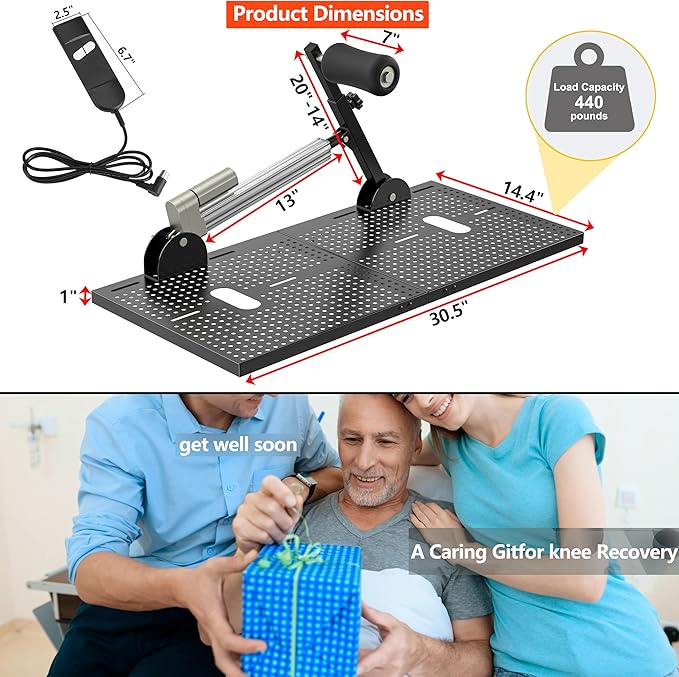 Electric Prone Knee Exerciser with Smart Remote Control for Knee Replacement Recovery Aids Kit Knee Therapy Exercise Strengthening Equipment for ACL PCL MCL,Gender-Neutral(Left/Right Leg Compatible)2
