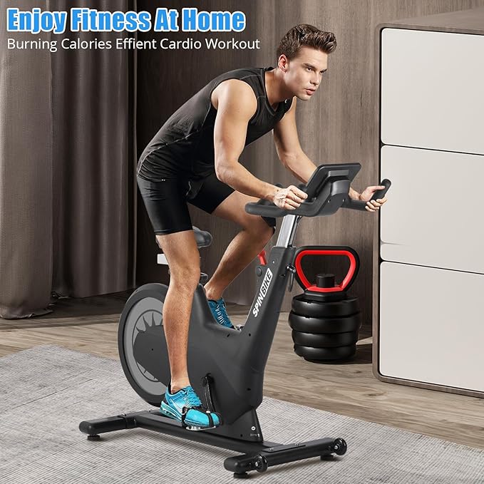 Exercise Bike for Home, Magnetic Exercise Bike w Self-Powered System, 350LB Capacity Indoor Fitness Cycling Bike 32-Level Adjustable Magentic Resistance, Stationary Bike with Tablet Holder