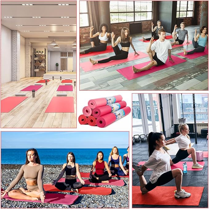 Amylove 12 Pieces Yoga Mats Bulk 68x24x0.12 Inch Exercise Non Slip Fitness Workout Mats for Women Men Home Workout Gym Yoga
