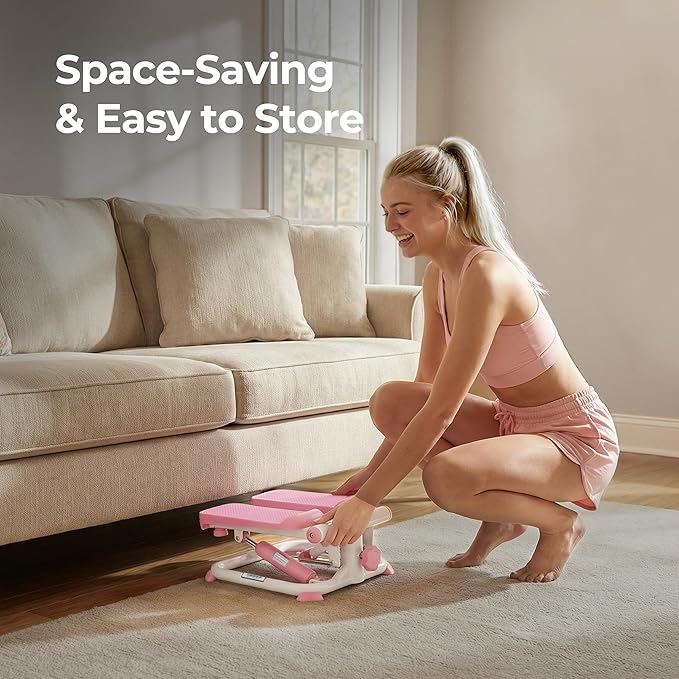 Sunny Health & Fitness Mini Steppers for Exercise at Home, Stair Step Workout Machine, Full Body Cardio Equipment, with Optional Free SunnyFit App Connection and Resistance Band