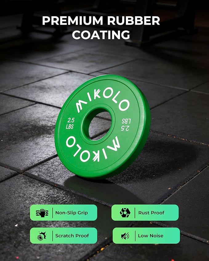 Mikolo Change Weight Plates 1.25LB 2.5LB 5LB Set Fractional Plates Set Bumper Plates for Cross Training Fit 2 Inch Barbells Strength Training Weight Plates