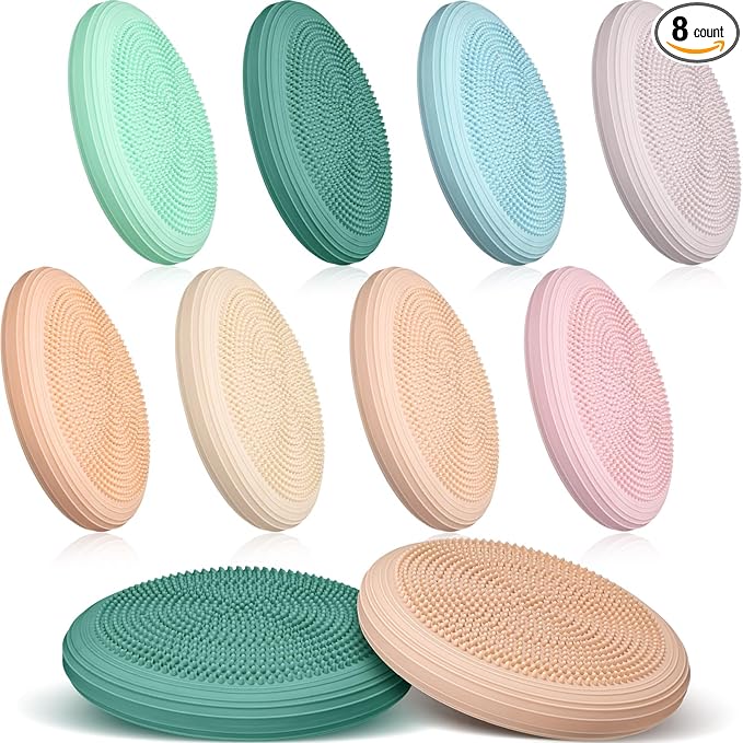 Libima 8 Pcs Wiggle Seat Inflated Wobble Cushion Sensory Seat Flexible Balance Board Balance Disc for Men Women Physical Exercise Improving Posture Home Office