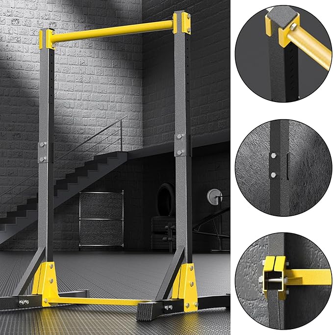 Pull Up Bar Free Standing Portable Pull Up Dip Station with 11 Gears Adjustment Multi-Function Strength Training Pullup Tower Station Equipment for Home Gym 400lbs Black