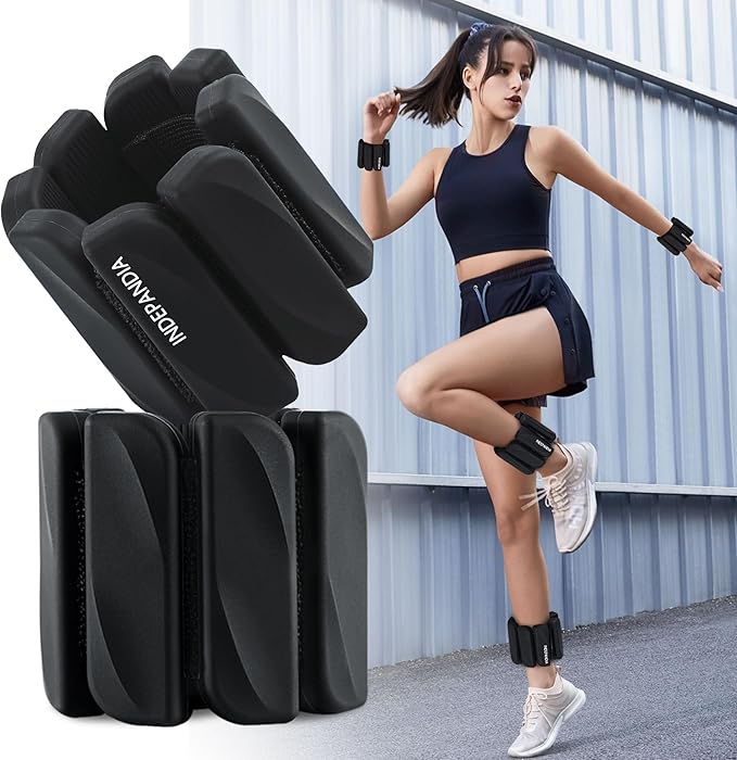 Wrist & Ankle Weights for Women and Men, 2lbs/4lbs Pairs Adjustable Silicone Weighted Bangles for Arm & Leg Workouts, Perfect for Pilates, Barre, Yoga, Walking & Home Fitness 24055