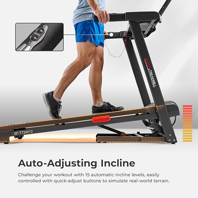 Sunny Health & Fitness Wi-Fi Smart Treadmill Walking Pad with Shock Absorption Cushioning, Home Fitness Cardio Equipment with SunnyFit App Access - Compact Foldable, Auto Incline, Under Desk Optional
