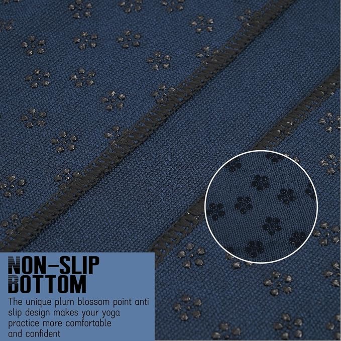 3 Pack Hot Yoga Towels with Plum Blossom Dots, Navy Blue Non-Slip Yoga Mat Towel, Super-Absorbent Soft Suede Microfiber Towel for Hot Yoga, Pilates, Bikram and Exercise Workout(24" x72",Navy Blue)