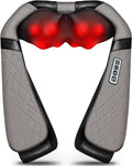 Blue Elf Shiatsu Electric Neck Back Massager Pillow 3D Kneading with Heat for Shoulder, Lower Back, Foot, Leg Muscles Pain Relief Relax in Car Office and Home (Gray)