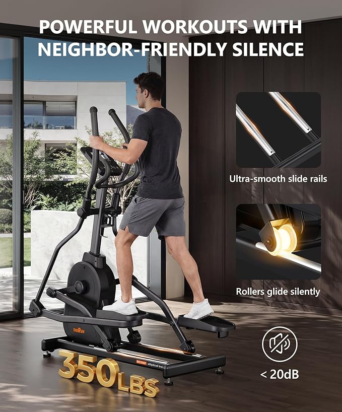 THERUN Elliptical Exercise Machine, Elliptical Machine for Home Use, Magnetic Elliptical Training Machines with 20IN Stride & 32-Level Resistance, Upload 350LBS, Pulse Sensor, App Connection