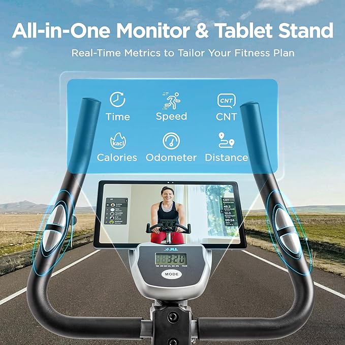 JLL Magnetic Exercise Bike - Indoor Stationary Cycling Bike with Free Fitness App, Adjustable Comfortable Seat, Low Noise Indoor Cycling Bike for Home Gym