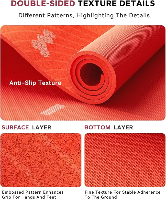HAPBEAR Extra Large Yoga Mat (84''×30'') - 1/3'' Thick Double-Sided PVC Non-Slip Exercise Mat with High Rebound Cushioning, Dual-Side Usable for Home Gym, Yoga, Pilates & Workouts -Orange