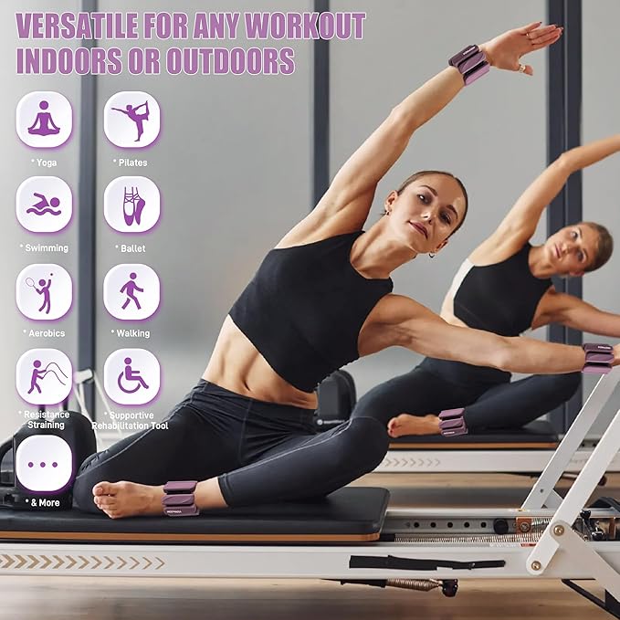 Wrist & Ankle Weights for Women and Men, 2lbs/4lbs Pairs Adjustable Silicone Weighted Bangles for Arm & Leg Workouts, Perfect for Pilates, Barre, Yoga, Walking & Home Fitness 24055