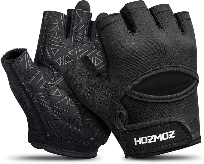 Ventilated Weight Lifting Gloves, Thick Padded Workout Gym Gloves with Full Palm Protection & Grip & Shock Absorption for Women & Men's Fitness Exercise Training