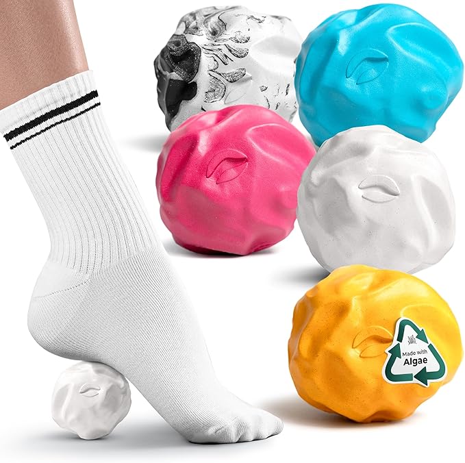 Oceanfoam Wave Massage Ball Roller – Textured Lacrosse Ball for Plantar Fasciitis Relief, Muscle Knot Therapy, Myofascial Release – Travel Size Tool for Feet, Neck, Back Pain (Pack of 5)