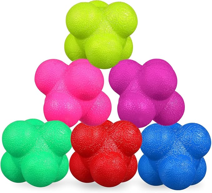 Kisangel 6 Pcs Hexagonal Reaction Balls Fitness Balls High Difficulty 7cm Diameter Set for Sports Reflex Speed and Coordination Exercise