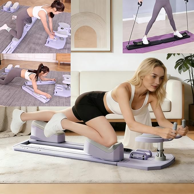 Spine Twist and Stretch Trainer, Multifunctional Abdominal Plate, Detachable Ab Trainer Machine with Anti-Slip Design, Portable Pilates Reformer for Core Workouts, Pilates Board