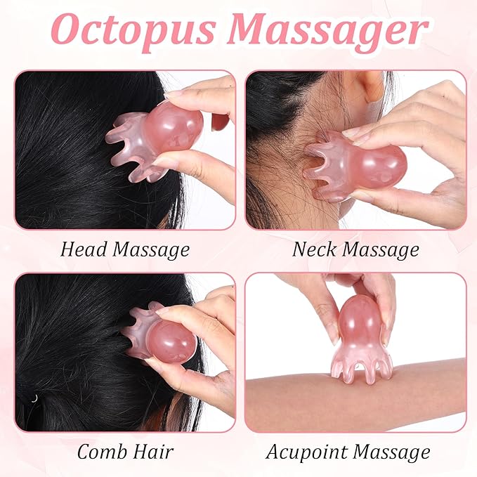 Head Massager Tool Scalp Comb, 2 Pcs Head Massager Comb and 1 Pcs Six Claw Manual Hair Scalp Massagers Gua Sha Tool Resin Hair SPA Acupressure Tools for Mother‘ Day Birthday Gifts