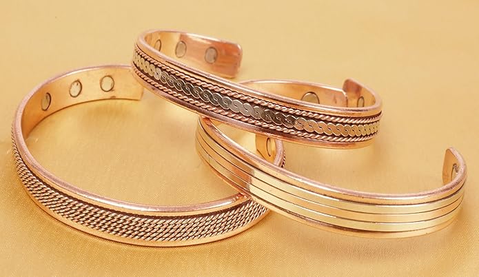 Touchstone copper bracelets | gift for men women |adjustable 100% pure solid real magnetic jewelry | handmade bracelet set combo | rope braided tibetan bangles.