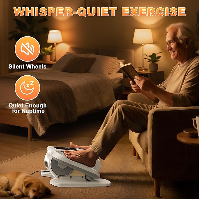 Mini Under Desk Elliptical Low Impact Electric Leg Exerciser As Seen on TV While Sitting for Seniors with Non-Slip Mat Quiet & Portable for Home and Office