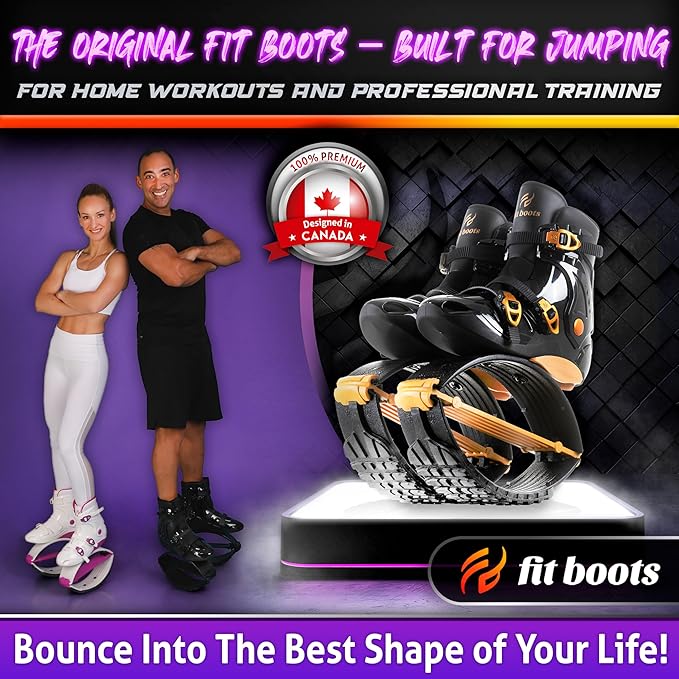 FIT BOOTS for Women Exercise - Premium Moon Shoes for Jumping, Kangaroo Shoes for Training, Cardio & Fun, Joint-Friendly, Rebounder Jumps Boots for Adults & Kids, Bouncy Workout (Women-Gold)