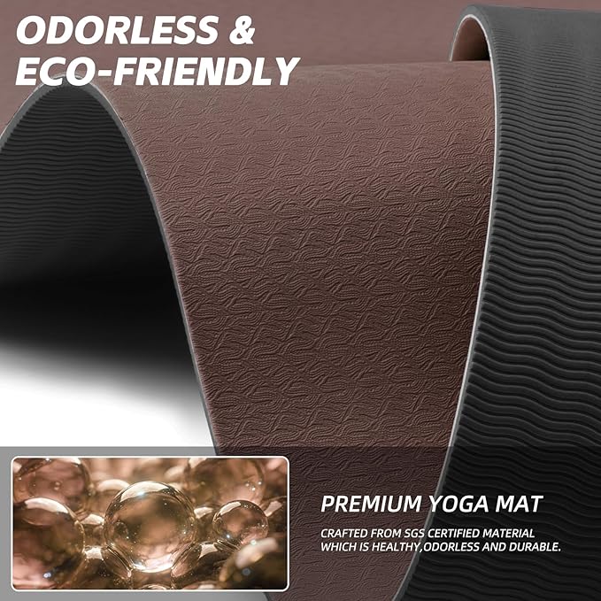 Extra Long Wide Yoga Mat 76"x33"x2/5 Inch - Non Slip Thick Exercise Mat for Home Gym, Yoga, Pilates & Workouts