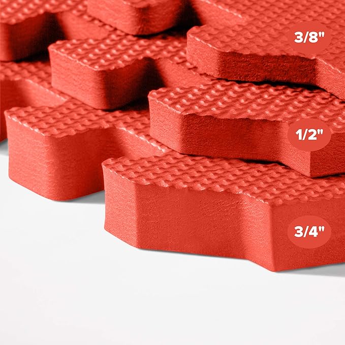 We Sell Mats 3/8" Thick Multipurpose EVA Foam Exercise Floor Mat, Interlocking Tiles, Anti-Fatigue for Home or Gym