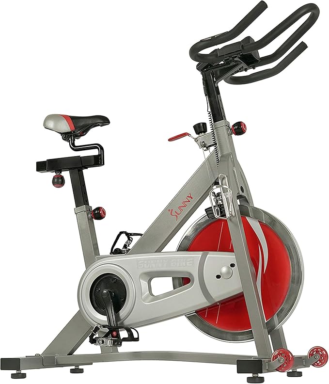 Sunny Health & Fitness Stationary Exercise Bike Machine w/ Adjustable Cushion Seat & Multi-Grip Handlebar, Indoor Cycling Equipment for Home Cardio Training, Optional Magnetic or Friction Resistance