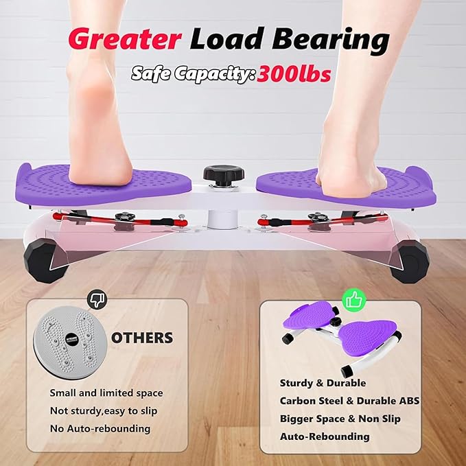 Waist Twister Ab Machine, 300 lbs Capacity Abs Workout Equipment for Slim Waist & Core Training, Quiet Home Gym Exercise Machine for Women & Men