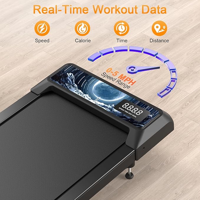 Treadmills for Home Small with 0%-8% Incline and APP Sync, Compact Under Desk Walking Treadmill Pad with Handle Bar Removable, Remote Control and LED Display, 2.5HP