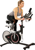 Sunny Health & Fitness Indoor Intensive Cycling Exercise Bike, Adjustable Cardio Training Exerciser w/Emergency Brake for Home, Optional Free SunnyFit App Bluetooth Link + Electromagnetic Resistance