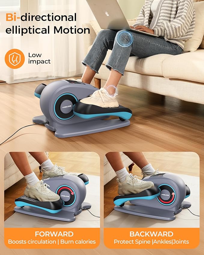 YOSUDA Under Desk Elliptical Electric, Elliptical Machine for Seniors,Fully Assembled Seated Pedal Exerciser with Remote Control with Free Footstraps & 10 Adjustable Speeds
