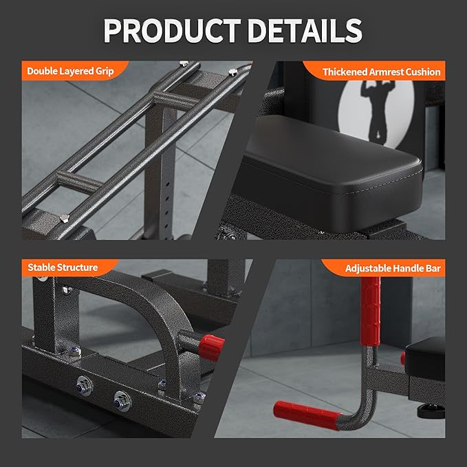 sogesfurniture Power Tower Dip Stands Assistive Trainer for Home Gym - 10-Level Height Adjustable Multi-functional Pull Up Bar, Dual Training Stands for Dip Push Up & Core Workout, Heavy Duty Steel Frame
